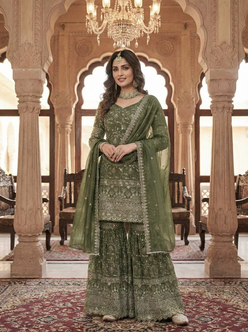 Terracotta Orange Couture Sharara Set - Festive Wear